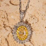 Natural Yellow Diamond Oval Necklace D0.27ct d0.27ct. 18K